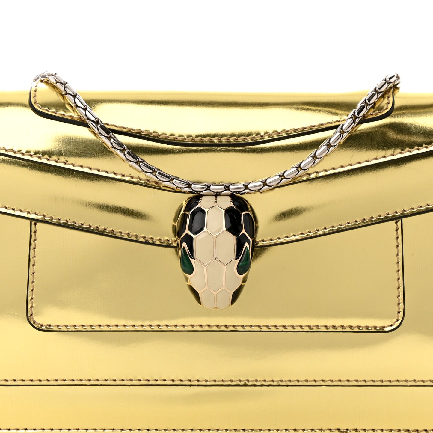 Metallic Calfskin Serpenti Forever Bag Gold