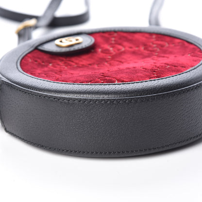 Gucci Velvet GG Monogram Textured Calfskin Round Shoulder Bag Red Cipria Black 5 of 10