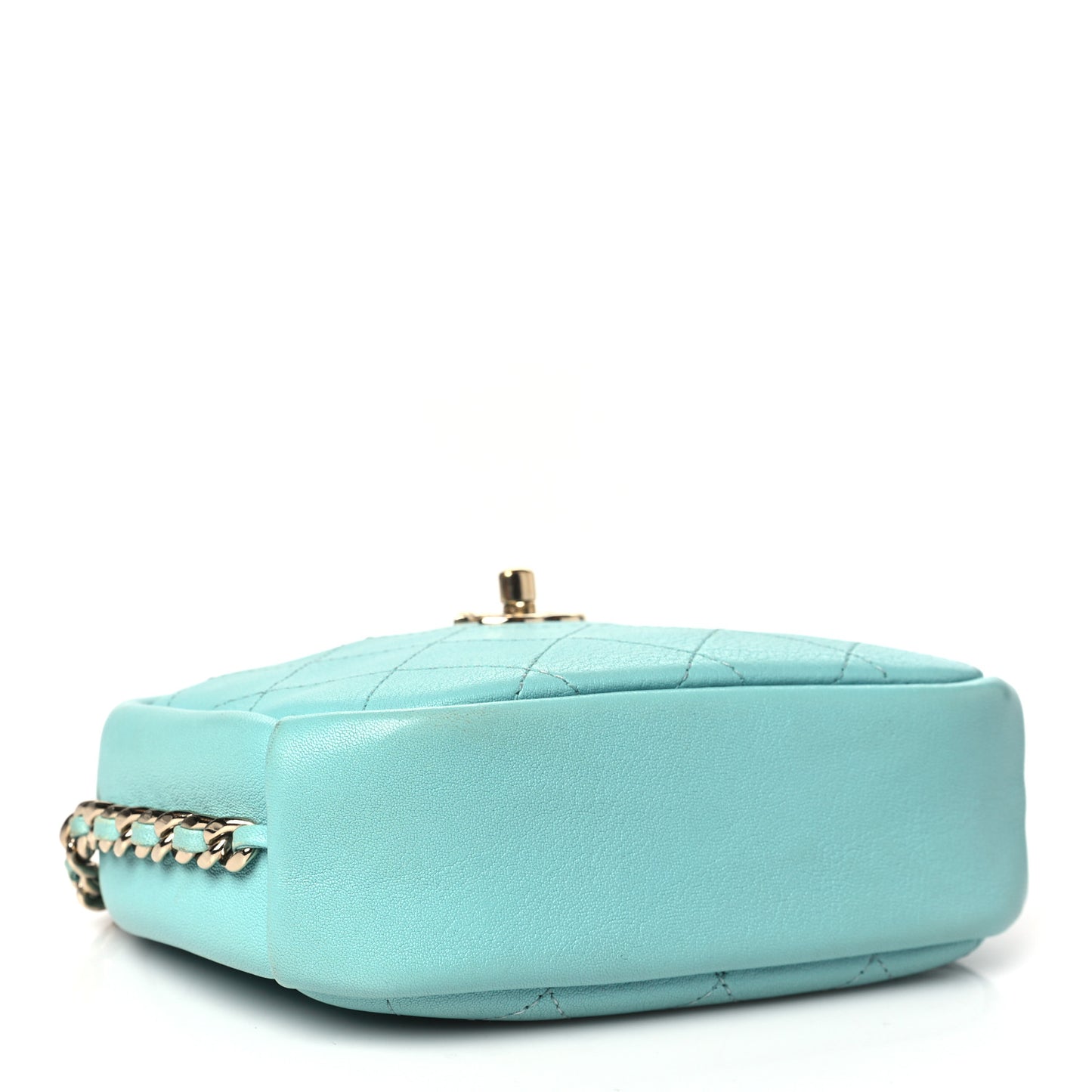 Goatskin Quilted Small Casual Trip Camera Case Light Blue
