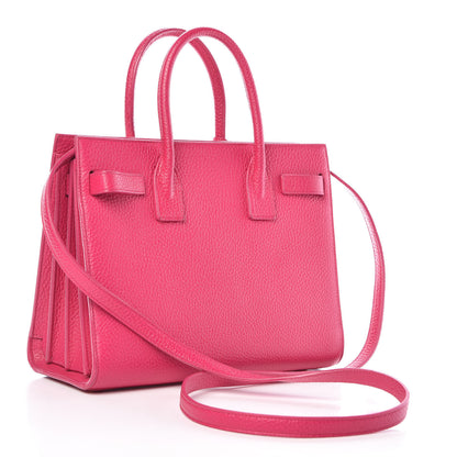 Saint Laurent Grained Calfskin Baby Sac De Jour Lipstick Fuchsia 3 of 10