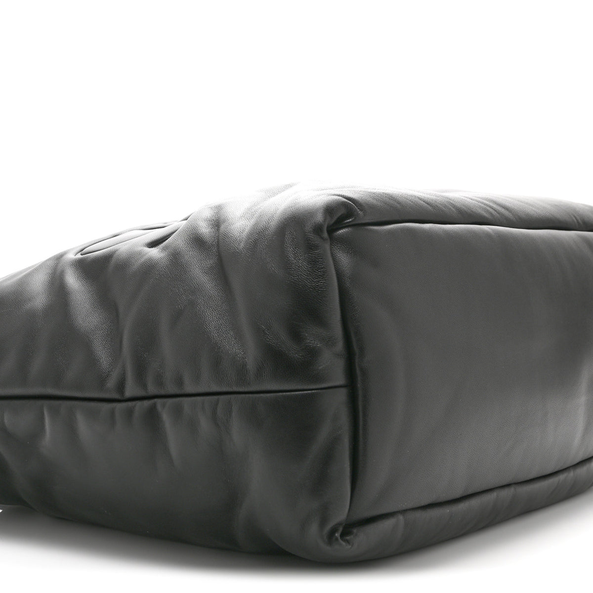 Lambskin Wide Puffer Tote Black