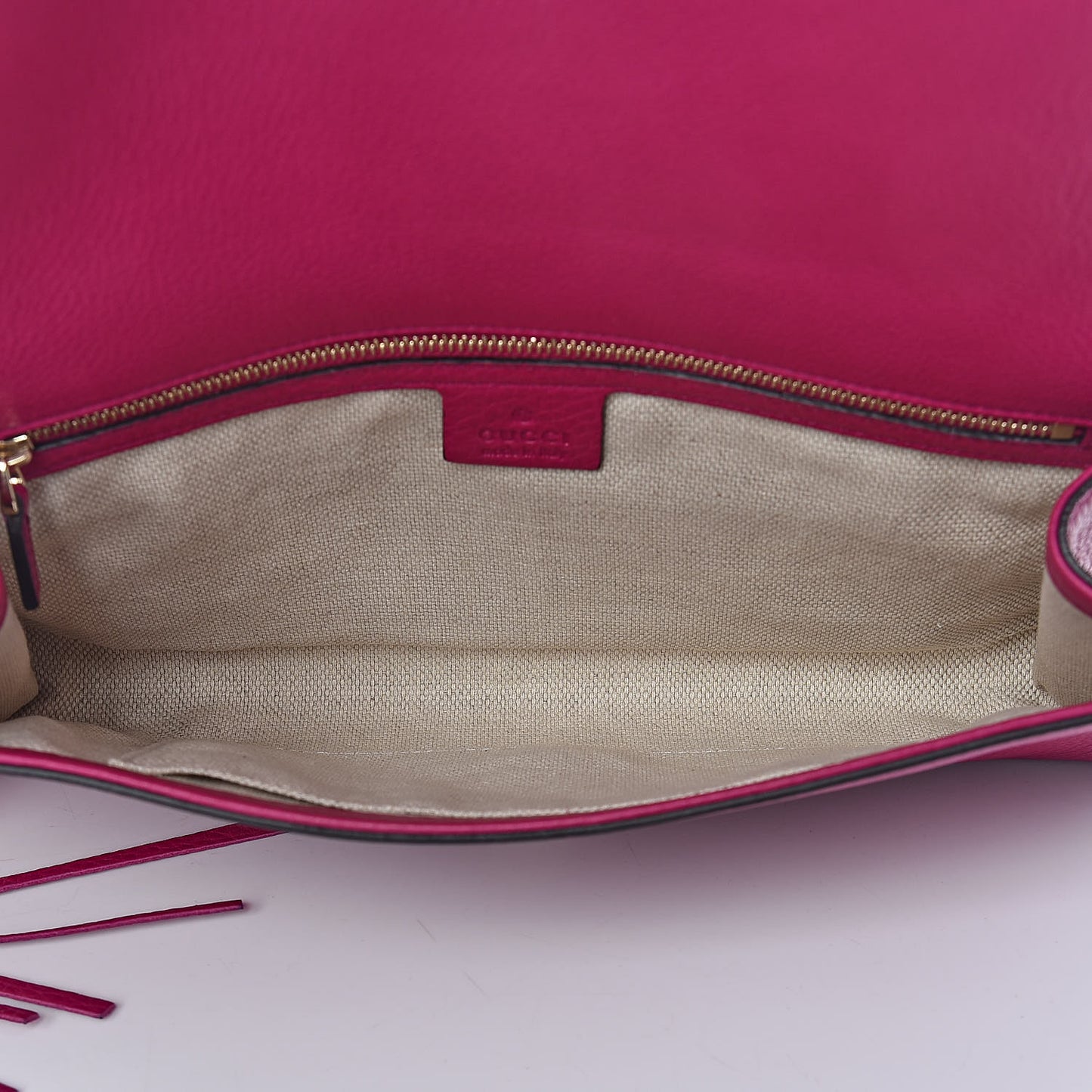 Pebbled Calfskin Medium Soho Clutch Fuchsia