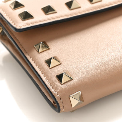Valentino Garavani Calfskin Rockstud Wristlet Travel Wallet Soft Noisette 7 of 10