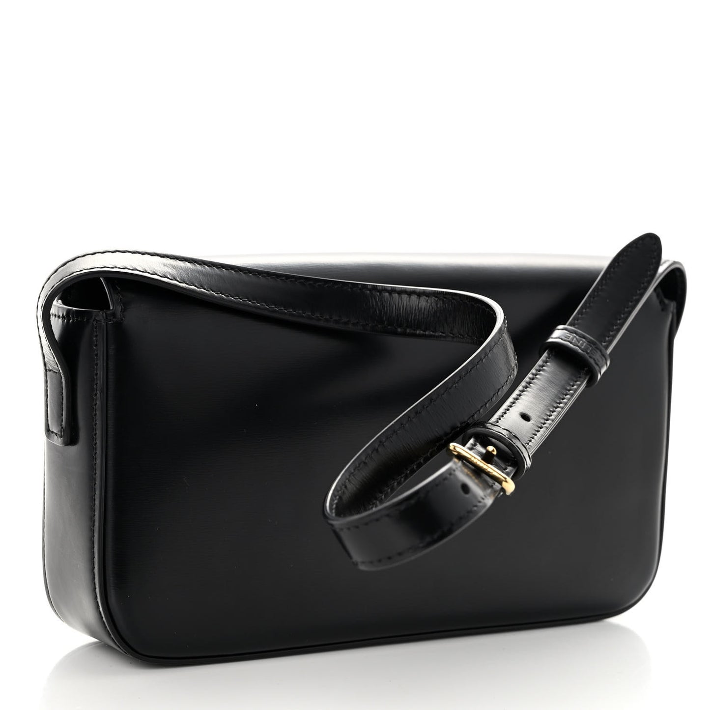 Shiny Calfskin Triomphe Shoulder Bag Black