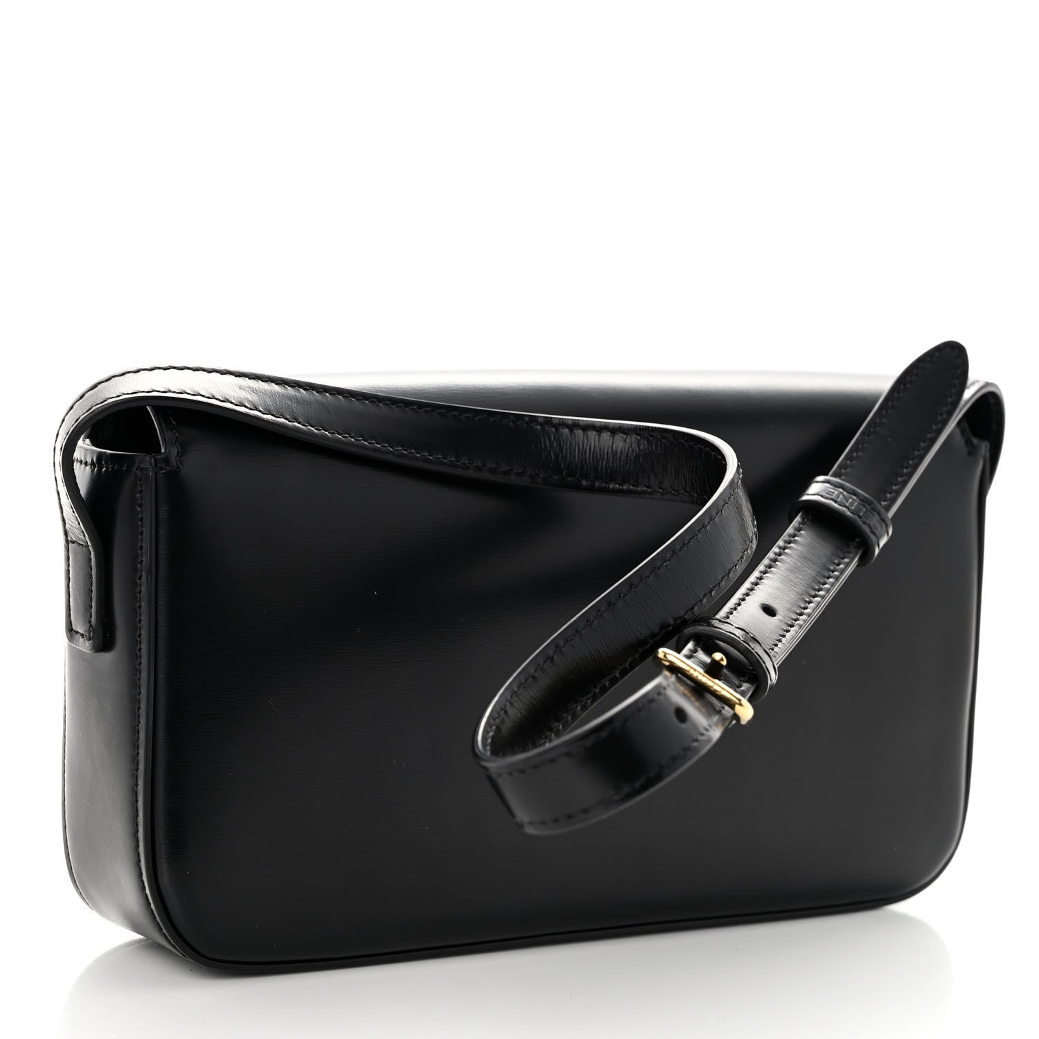 Celine Shiny Calfskin Triomphe Shoulder Bag Black 3 of 10