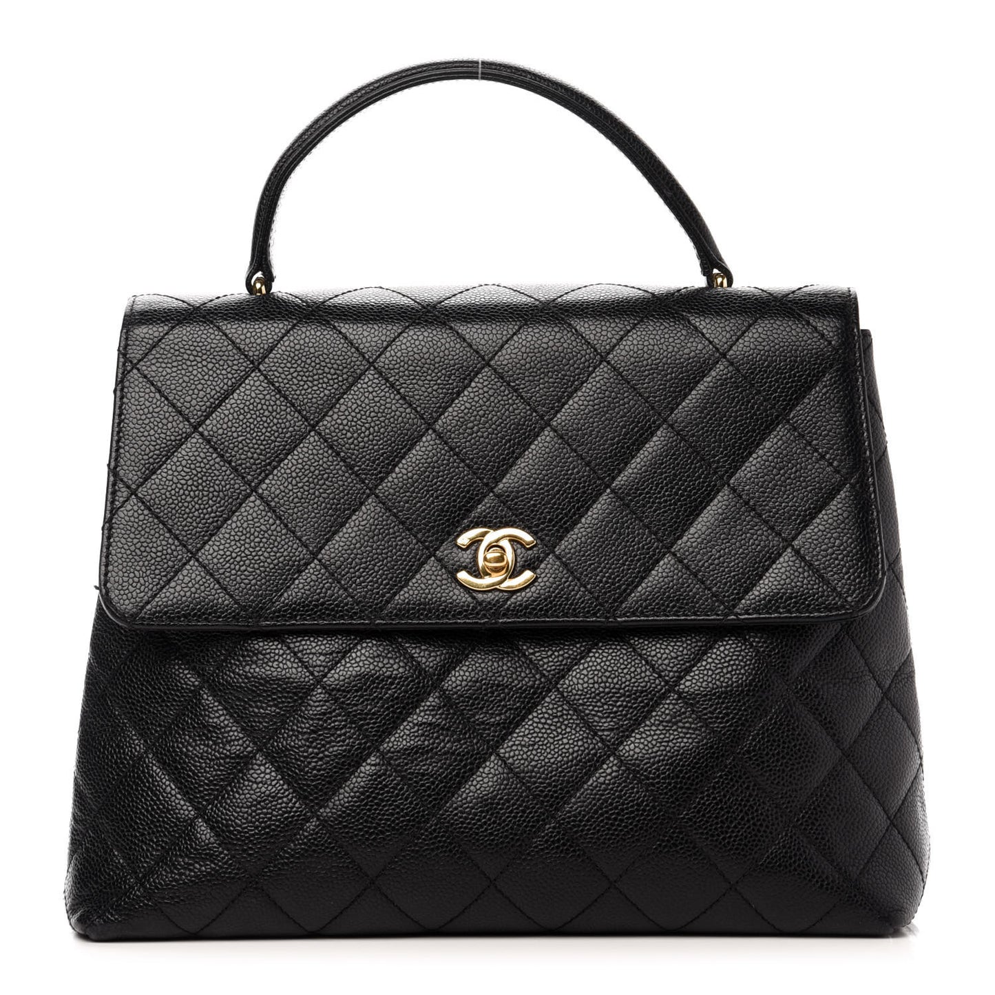 Caviar Quilted Jumbo Kelly Flap Black