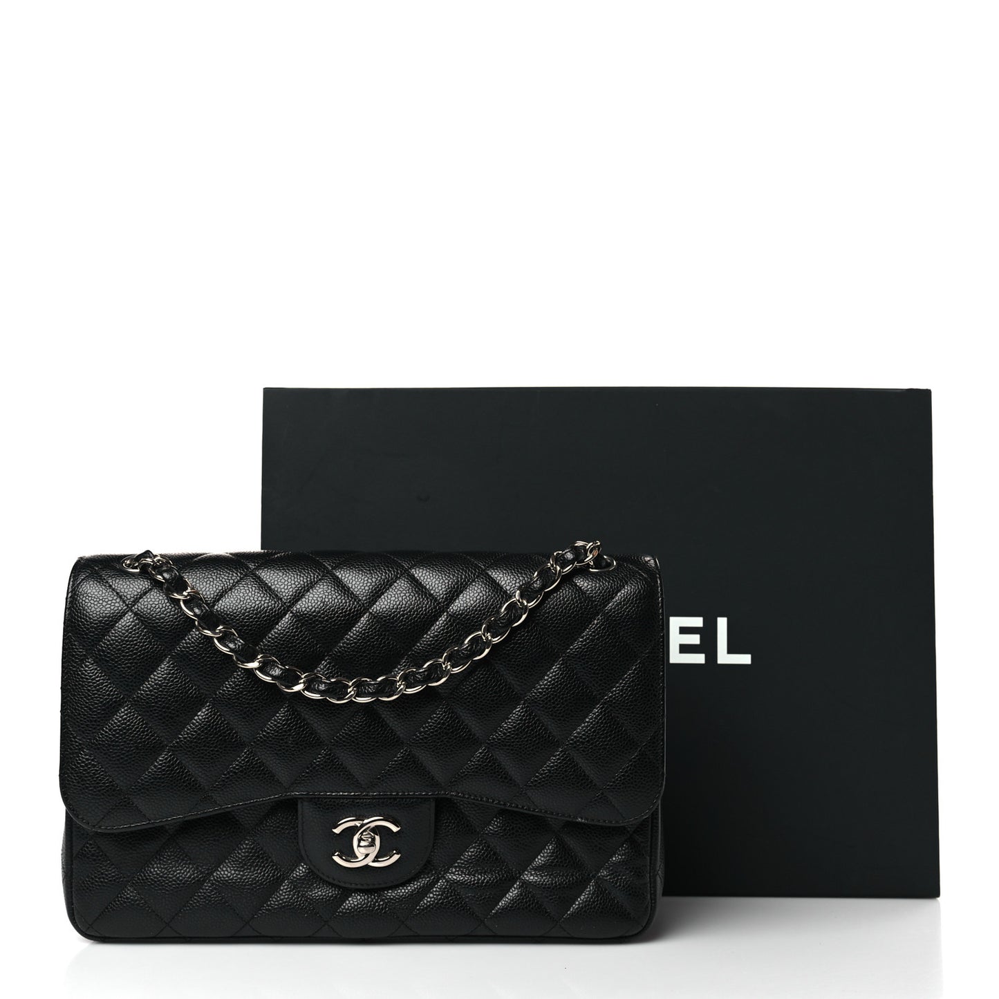 Caviar Quilted Jumbo Double Flap Black