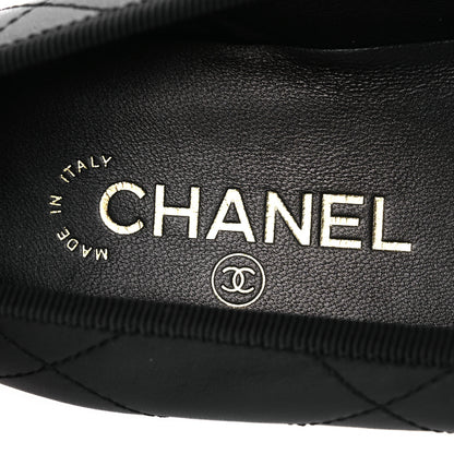 Chanel Lambskin Quilted CC Cambon Ballet Flats 39 Black White 9 of 11