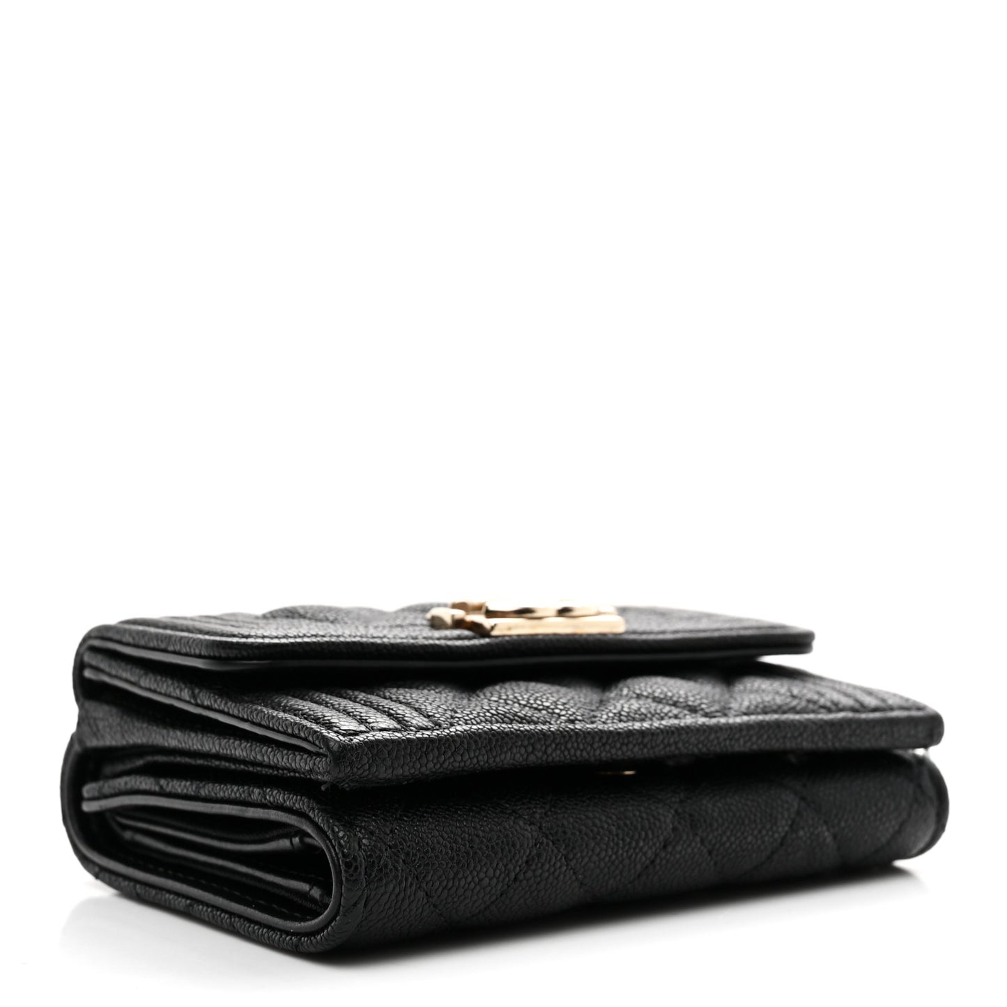 Caviar Quilted Small Boy Flap Wallet Black