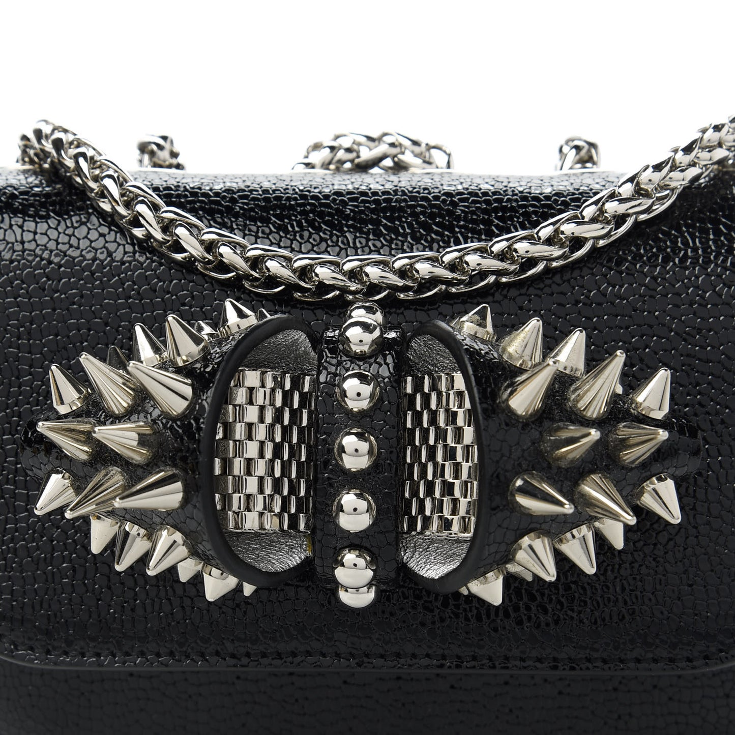 Jurassic Calfskin Spikes Sweety Charity NV Crossbody Bag Black Silver