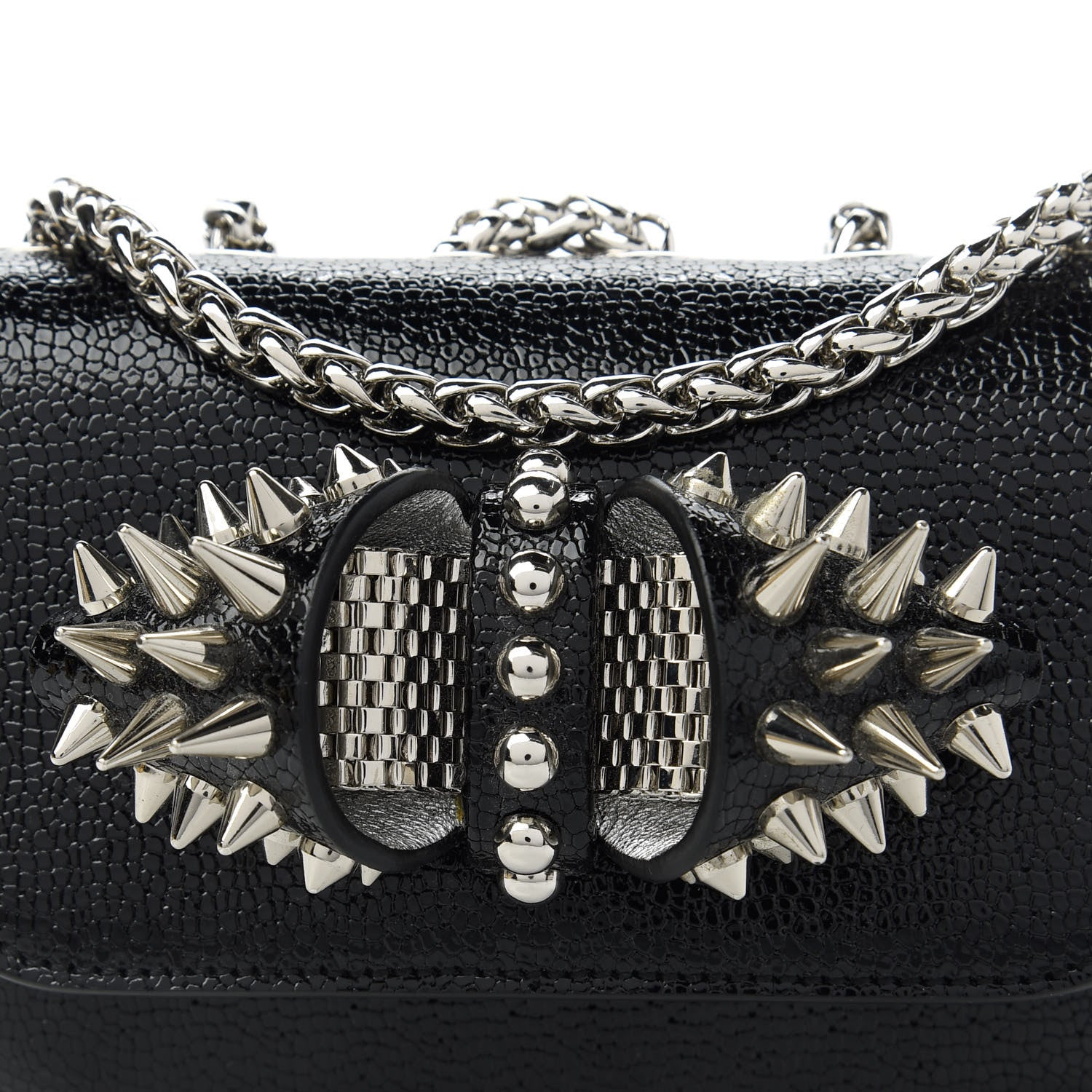 Christian Louboutin Jurassic Calfskin Spikes Sweety Charity NV Crossbody Bag Black Silver 9 of 9