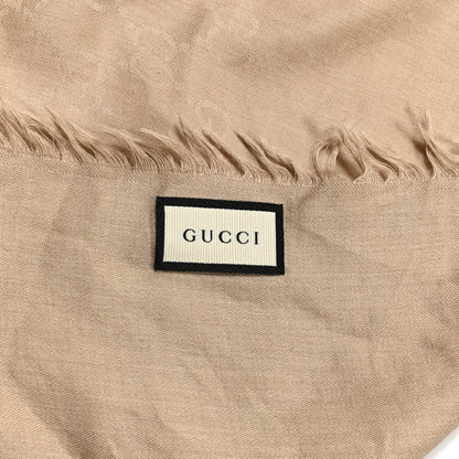 Gucci Wool Silk GG Monogram GGLight Fringe Shawl Beige 2 of 6