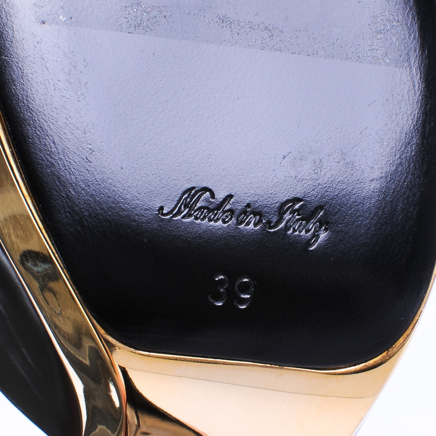 Louis Vuitton Leather Peep Toe Gold Plate Pumps 39 4 of 7