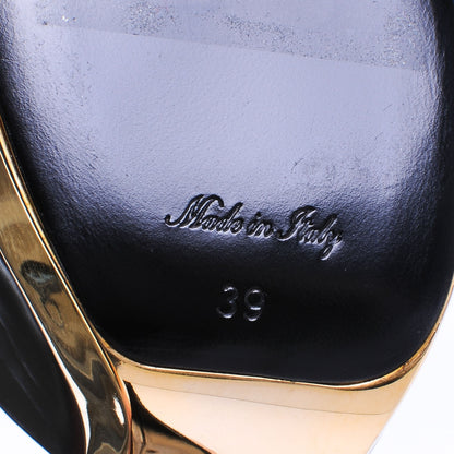 Louis Vuitton Leather Peep Toe Gold Plate Pumps 39 4 of 7
