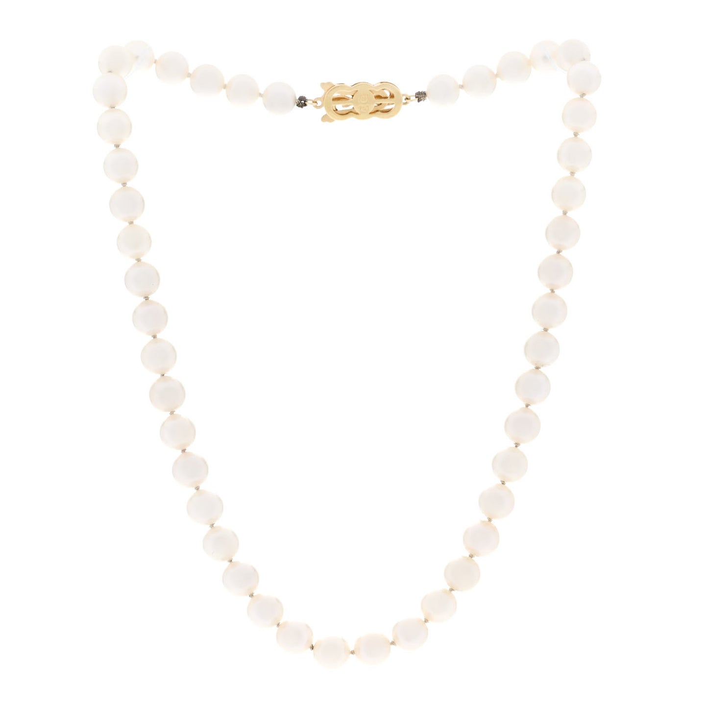 18K Yellow Gold Akoya Cultured Pearl 7-7.5mm Strand Necklace 14"