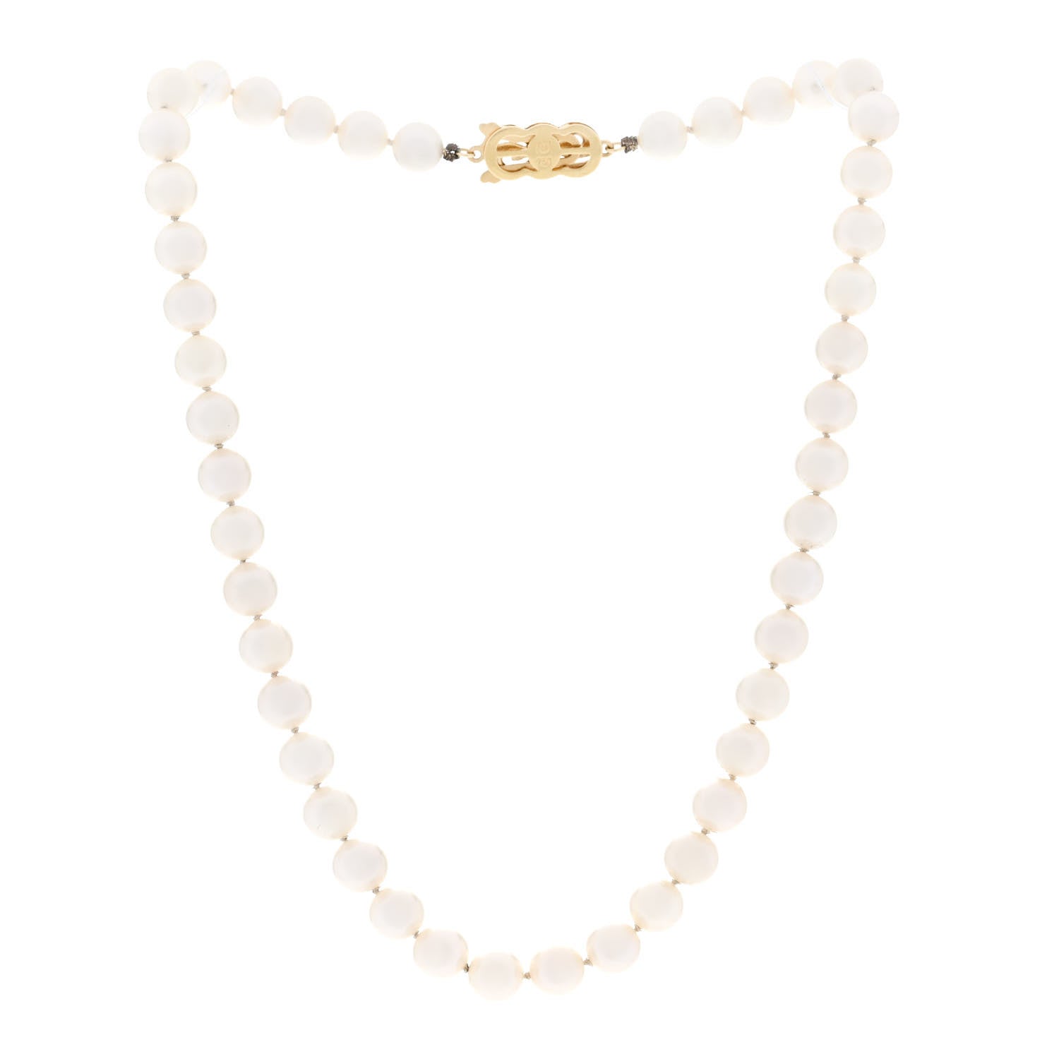 Mikimoto 18K Yellow Gold Akoya Cultured Pearl 7-7.5mm Strand Necklace 14" 3 of 5