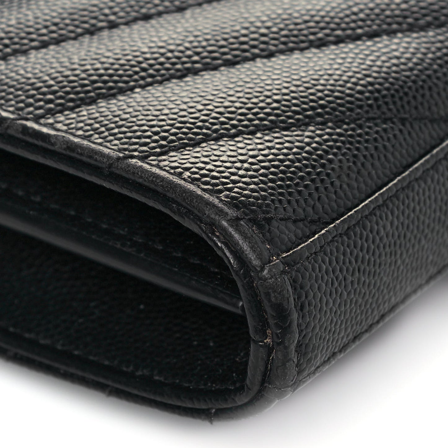 Grain De Poudre Matelasse Chevron Monogram Chain Wallet Black
