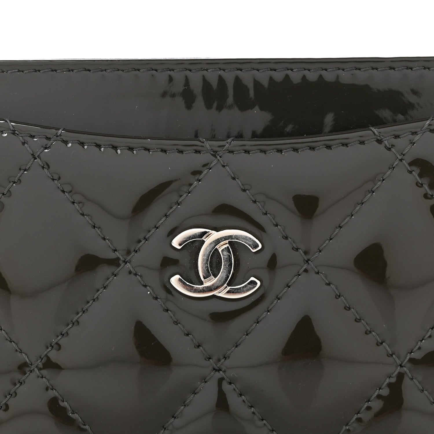 Chanel Patent Quilted Card Holder Dark Grey 9 of 11