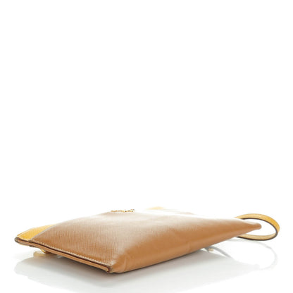 Prada Saffiano Bi-Color Wristlet Clutch Caramel Mimosa 4 of 8