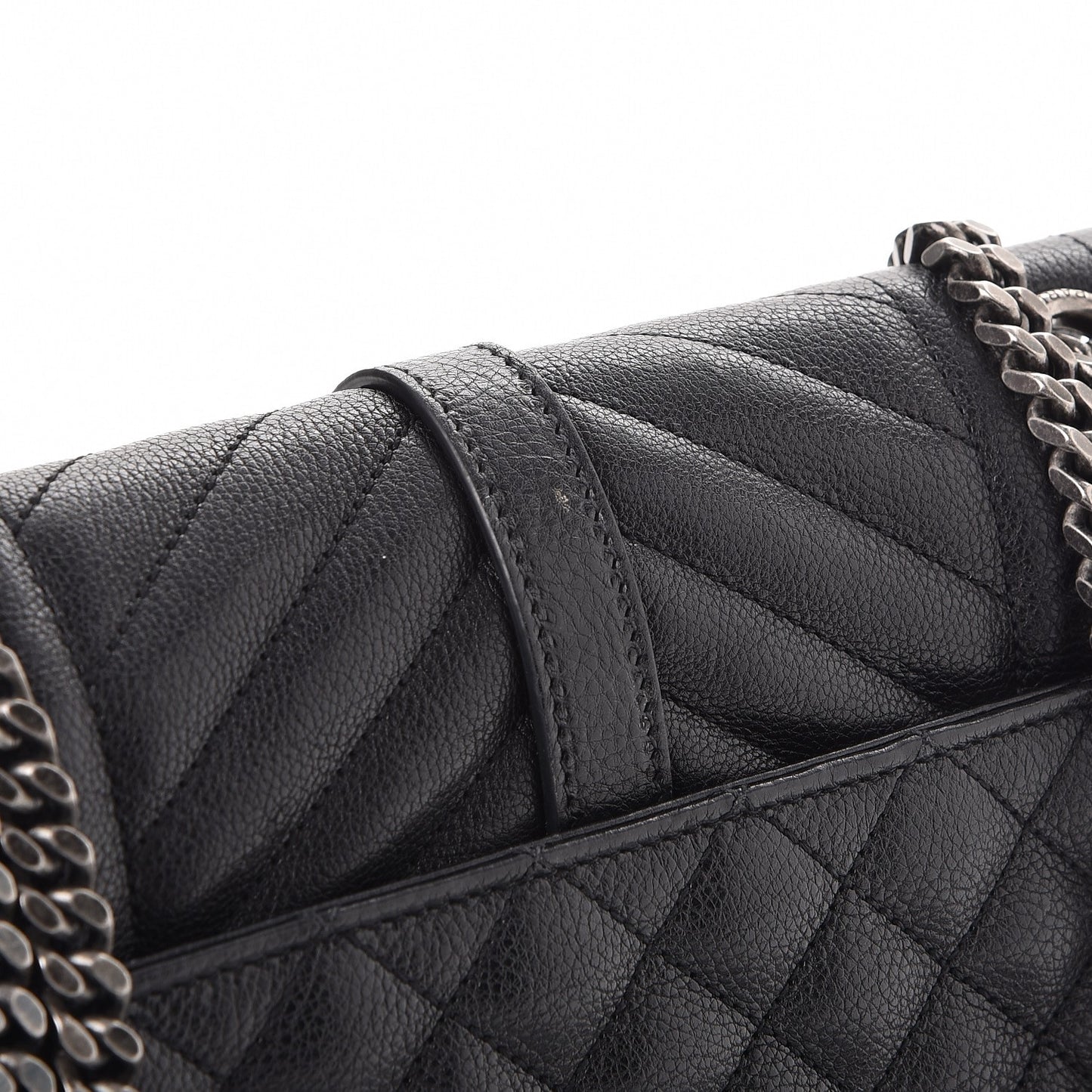 Grained Calfskin Tri-Quilt Monogram Medium College Bag Black White