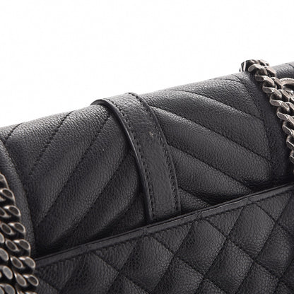 Saint Laurent Grained Calfskin Tri-Quilt Monogram Medium College Bag Black White 9 of 13