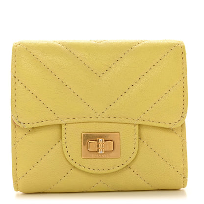 Chanel Sheepskin Chevron Quilted Reissue Compact Wallet Yellow 1 of 8