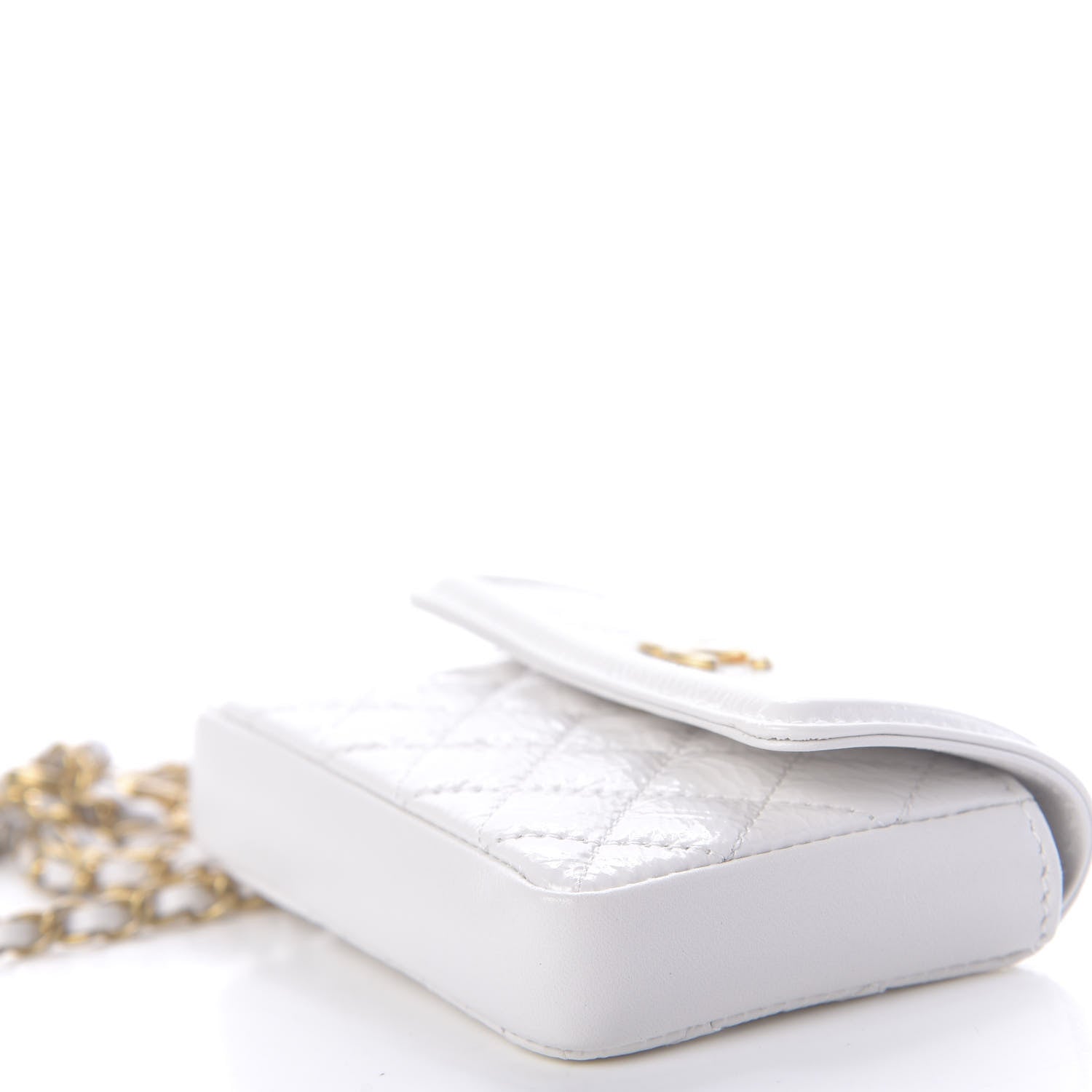 Chanel Shiny Aged Calfskin Quilted Waist Belt Bag White 7 of 13