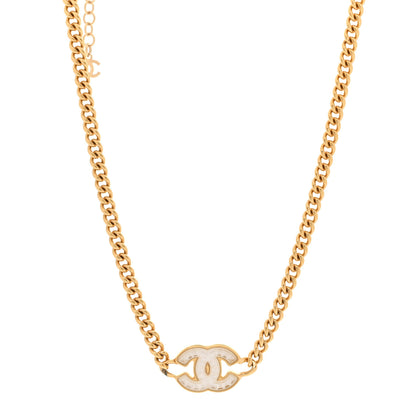 Chanel Metal Chain Link CC Choker Necklace Gold 1 of 5