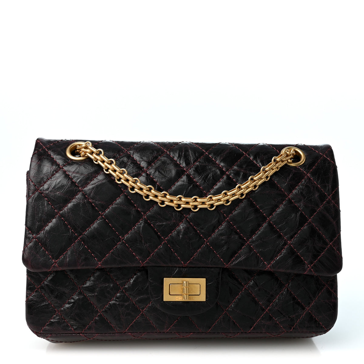 Chanel Aged Calfskin Quilted 2.55 Reissue 225 Flap Dark Burgundy 1 of 10