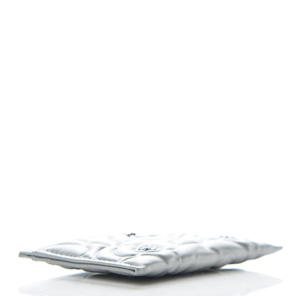Chanel Metallic Lambskin Crystal Camellia Embossed Card Holder Silver 4 of 11