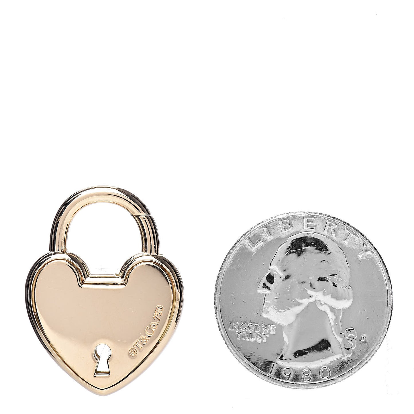 18K Yellow Gold Lock Heart Charm Pendant