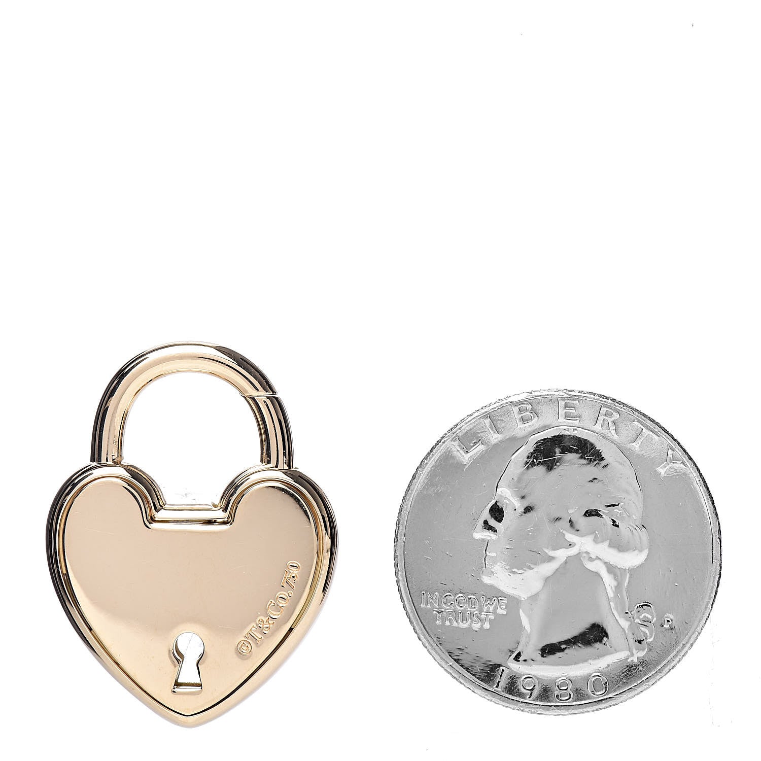 Tiffany 18K Yellow Gold Lock Heart Charm Pendant 2 of 3