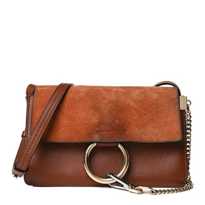 Chloe Suede Calfskin Small Faye Shoulder Bag Tobacco 1 of 16