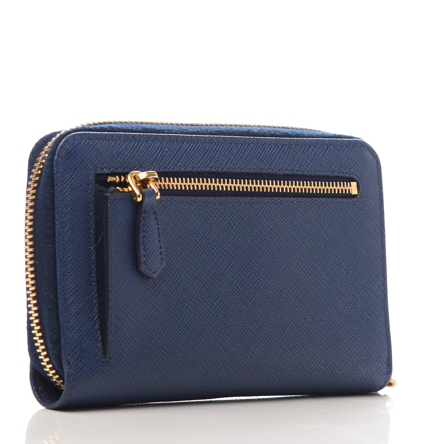 Saffiano Metal Zip Around Wallet Bluette