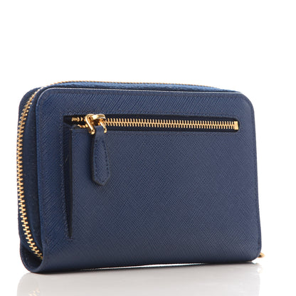 Prada Saffiano Metal Zip Around Wallet Bluette 3 of 9