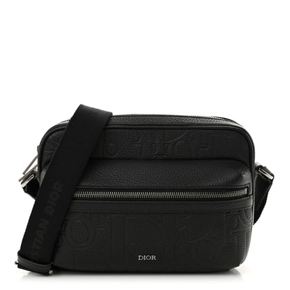 Christian Dior Grained Calfskin Embossed Dior Gravity Rider Zipped 2.0 Messenger Black 1 of 12