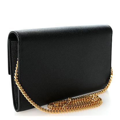 Saint Laurent Grain de Poudre Uptown Chain Wallet Black 2 of 9