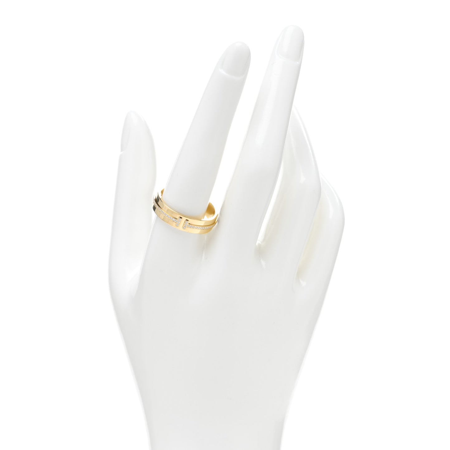 18K Yellow Gold Diamond Wide T Two Ring 62 10