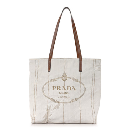 Prada Mistolino Vitello Logo Tote Naturale Cognac 1 of 9