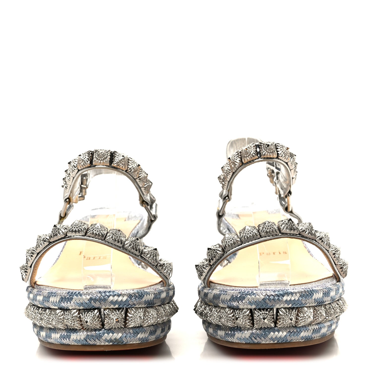 Christian Louboutin Glitter Pira Ryad 60 Platform Sandals 39 Silver Blue 3 of 9
