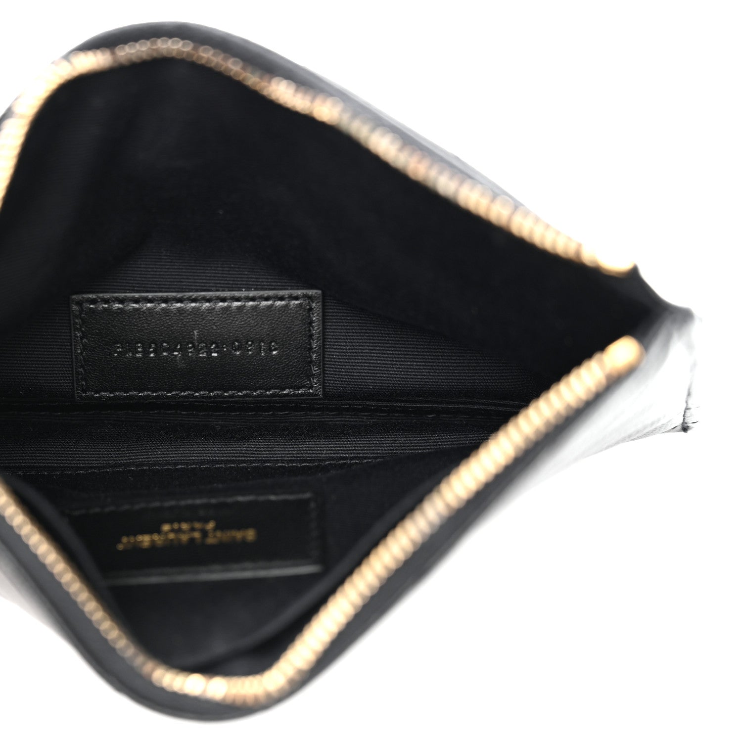 Saint Laurent Grain De Poudre Chevron Monogram Bill Pouch Black 5 of 8