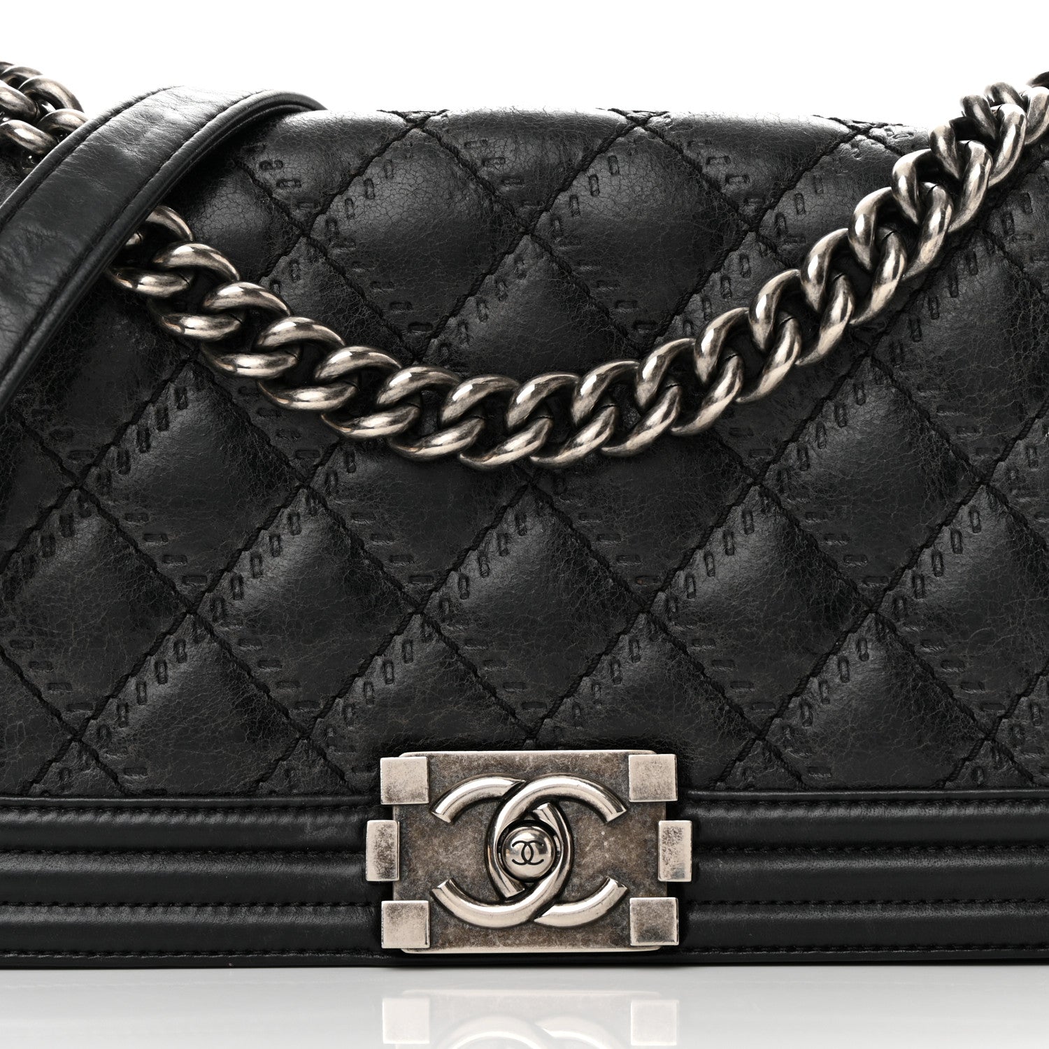 Chanel Calfskin Double Stitch Medium Boy Flap Black 8 of 16