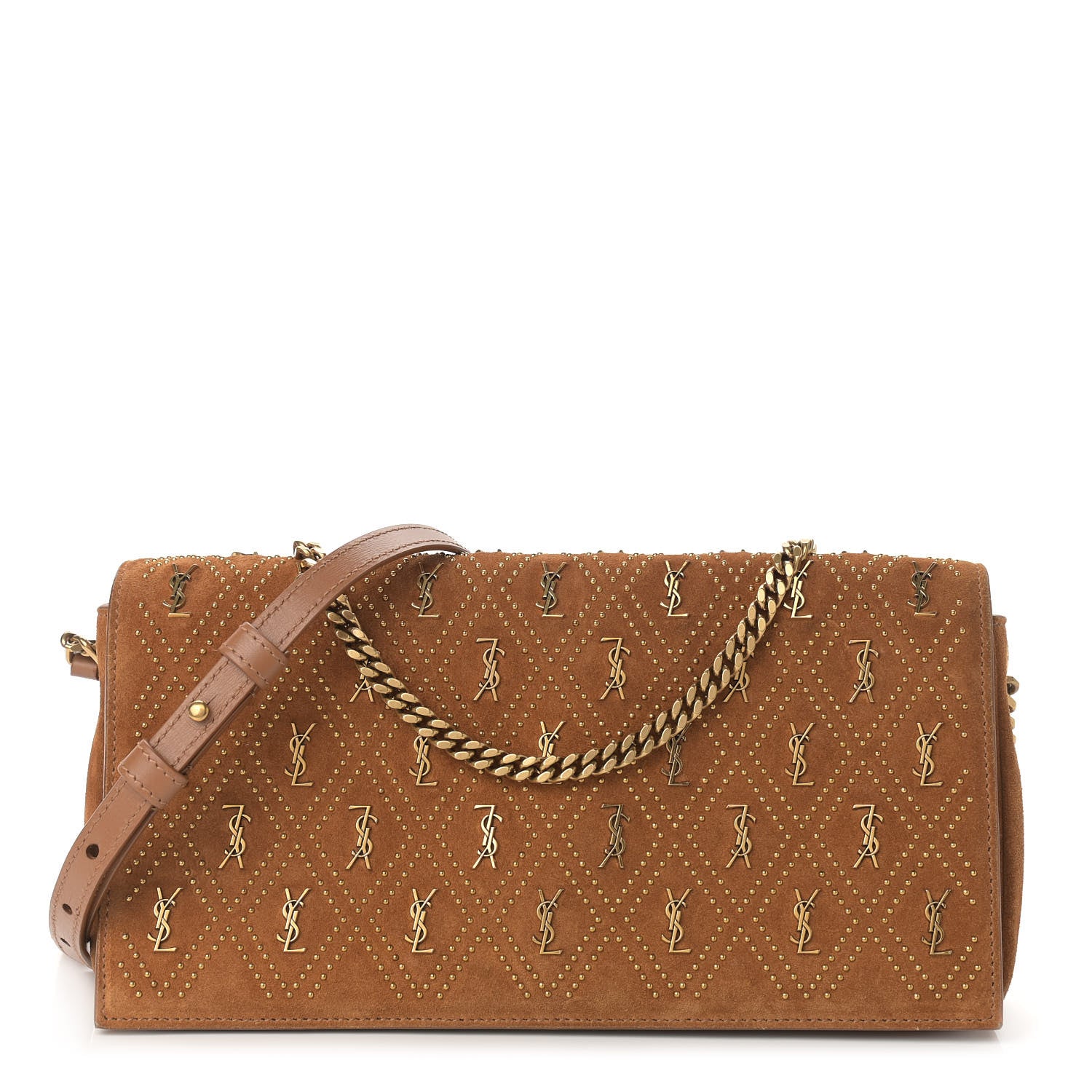 Saint Laurent Suede Studded Monogram Kate 99 Cinnamon 1 of 9