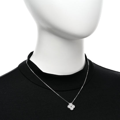 Van Cleef & Arpels 18K White Gold Diamond Vintage Alhambra Pendant Necklace 2 of 5