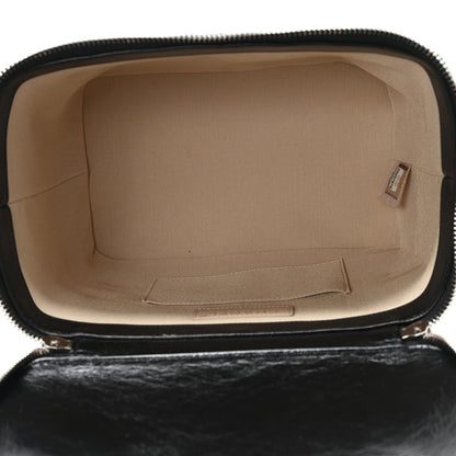 Chanel Glazed Calfskin Raffia Vanity Case Bag Black Beige 5 of 10
