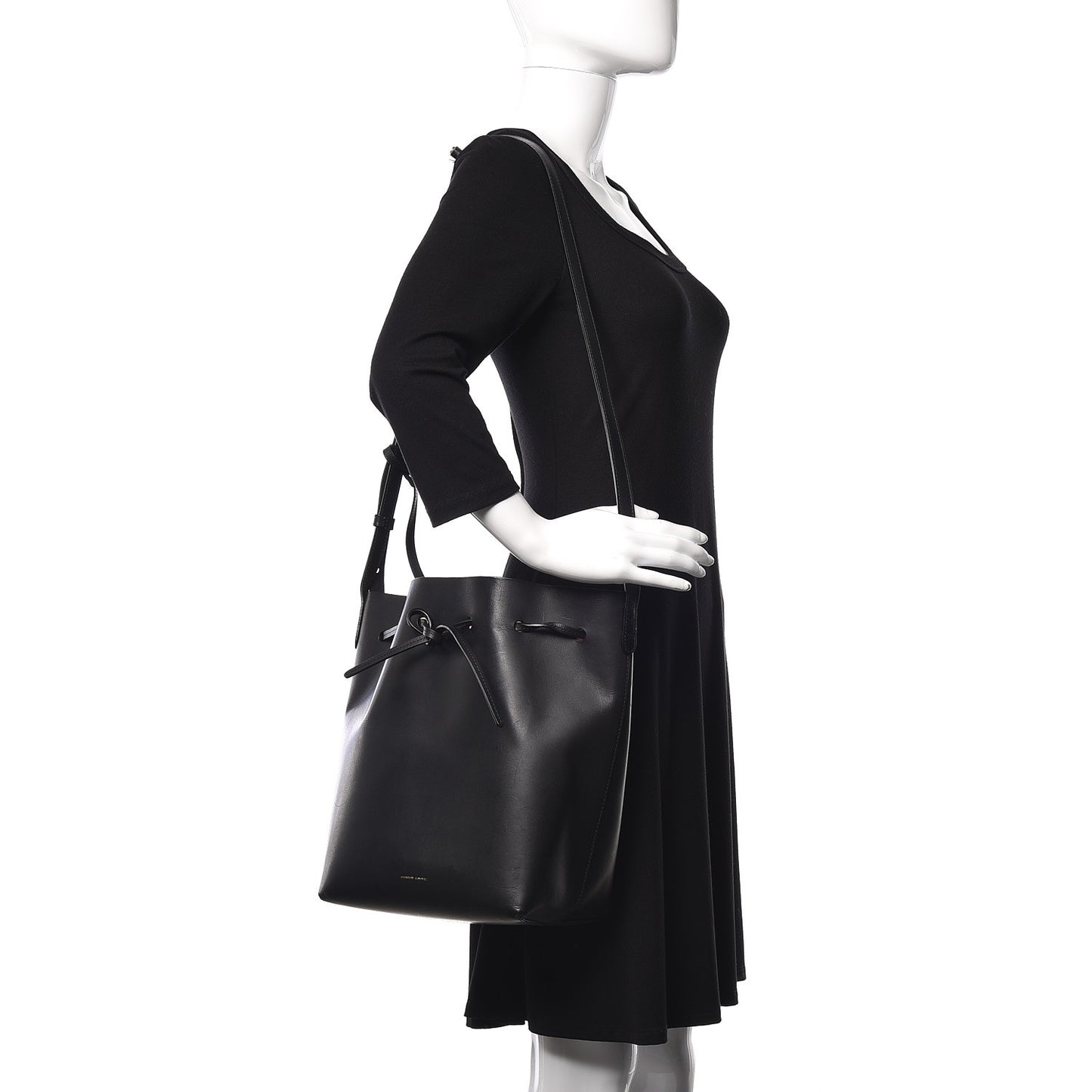 Vegetable Tanned Calfskin Bucket Bag Black Ballerina