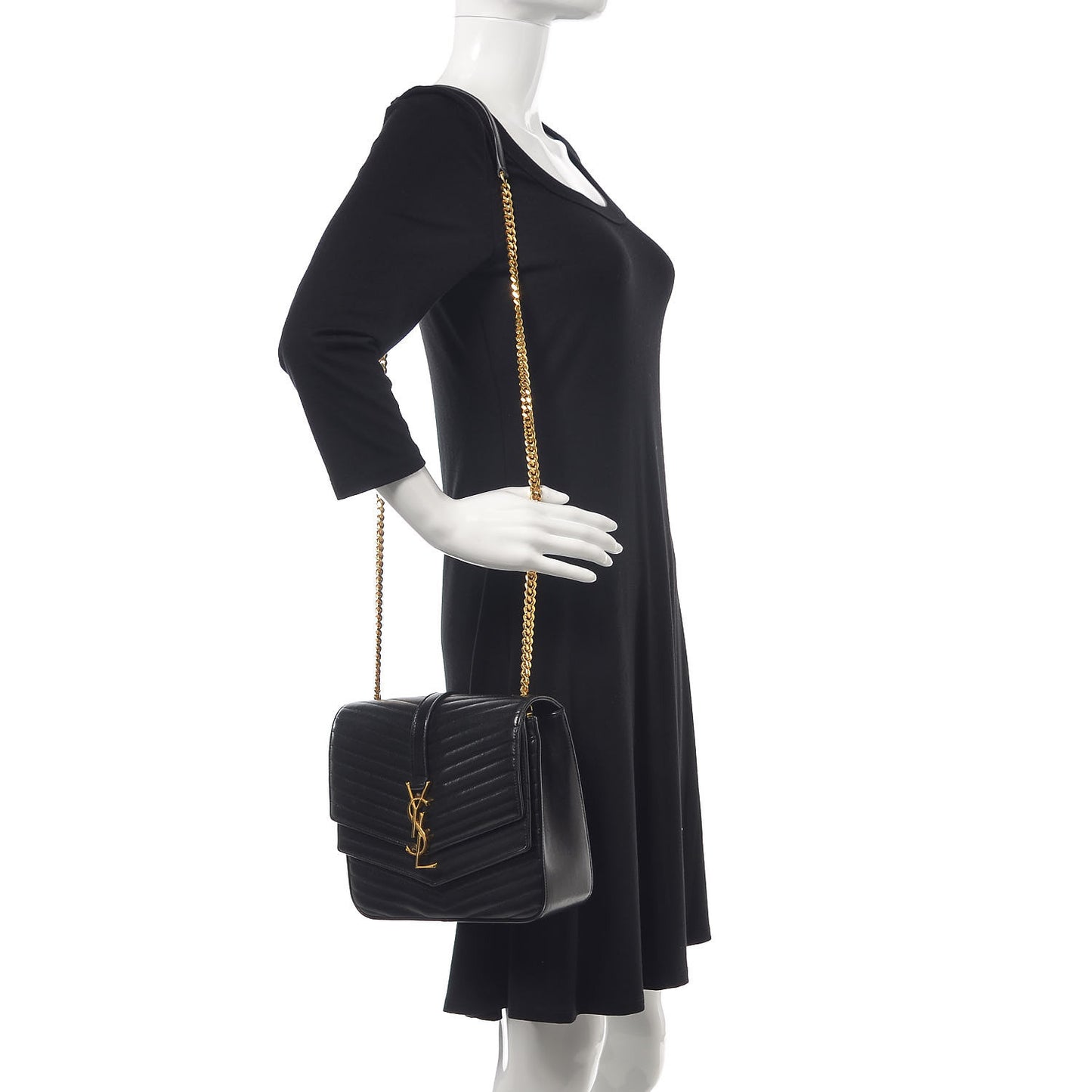 Lambskin Matelasse Chevron Monogram Medium Sulpice Bag Black