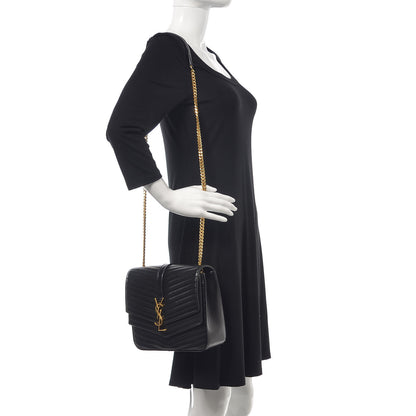 Saint Laurent Lambskin Matelasse Chevron Monogram Medium Sulpice Bag Black 2 of 7