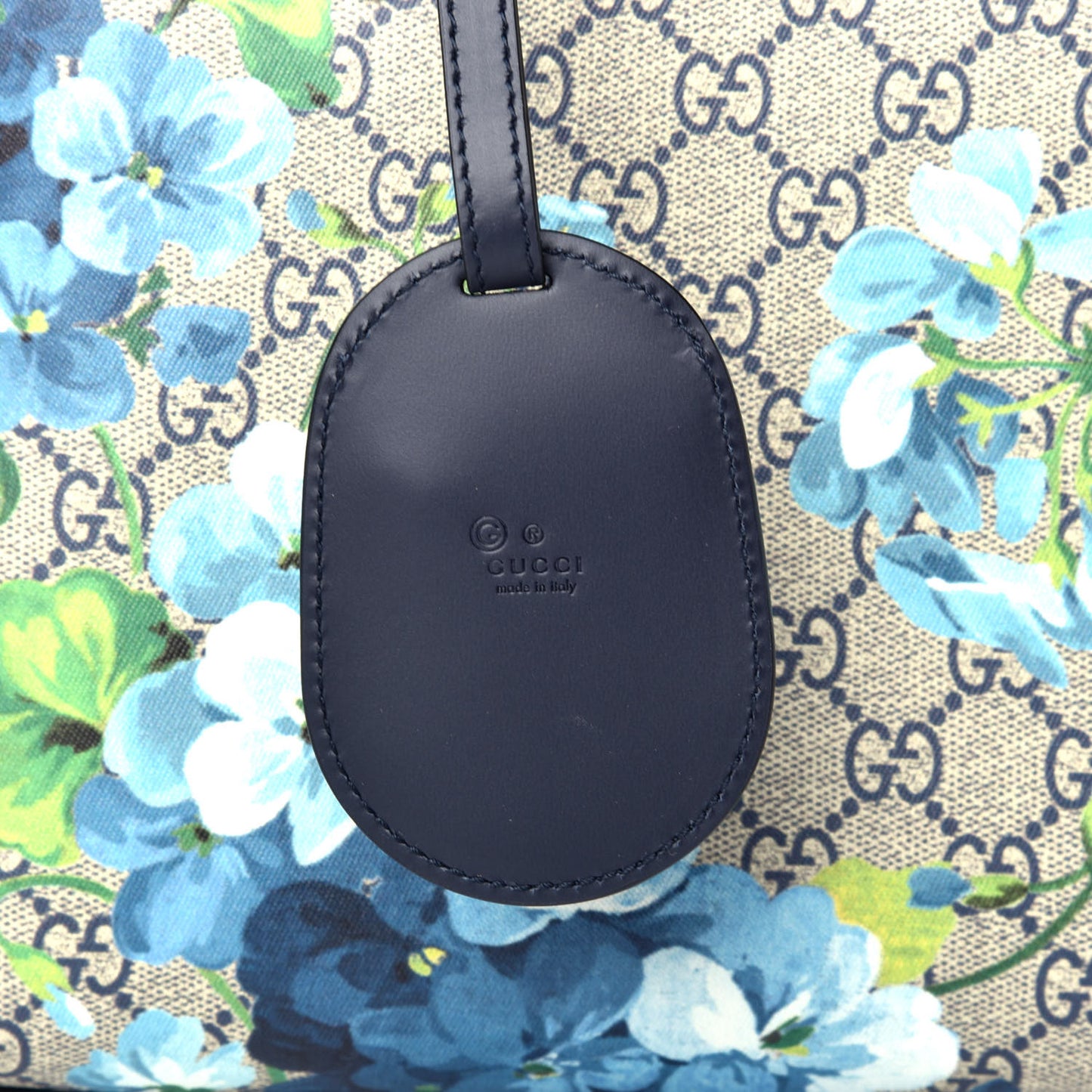 GG Supreme Monogram Blooms Small Reversible Tote Beige Blue Navy
