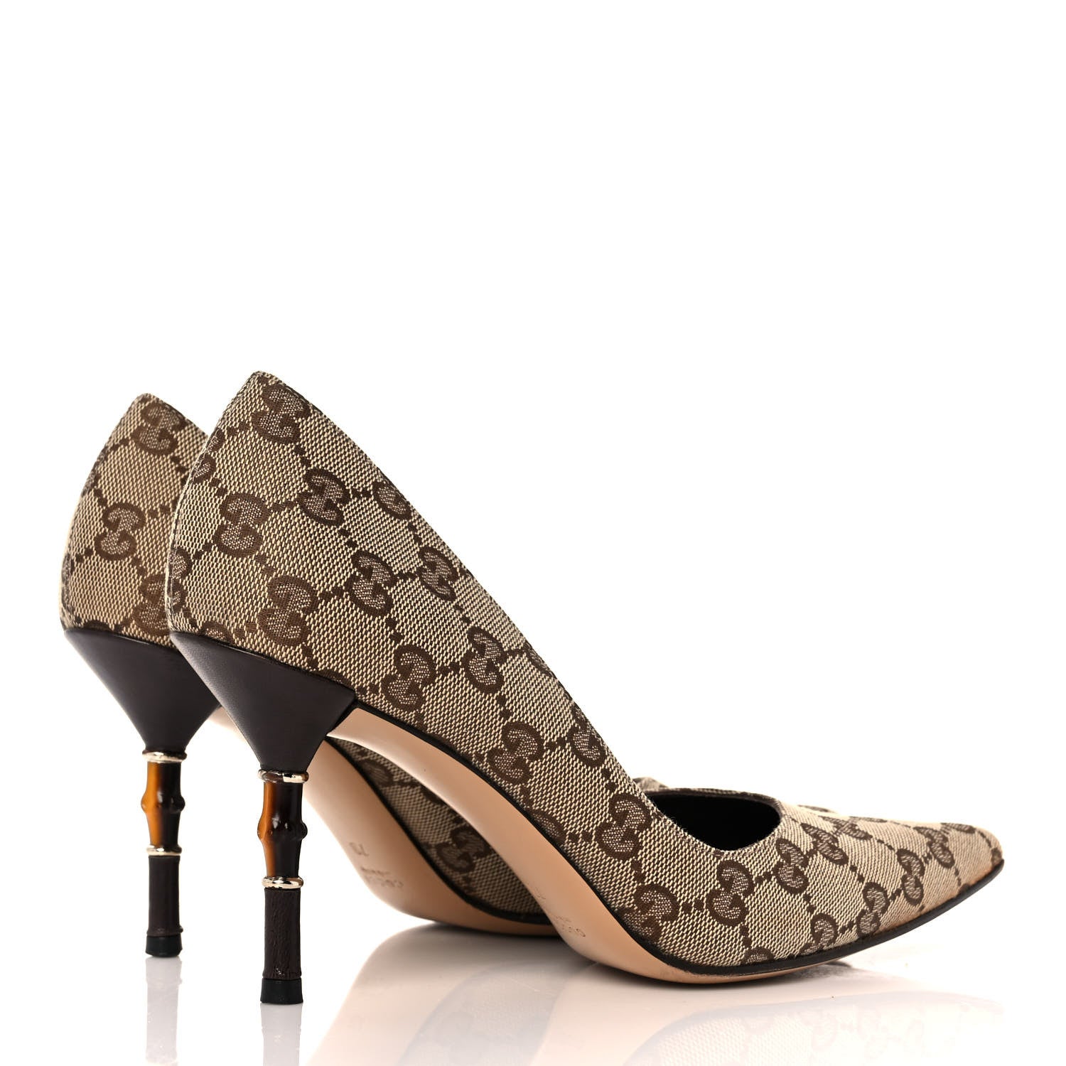 Gucci Monogram Malaga Kid Pumps 7 Biege Ebony Cocoa 4 of 8